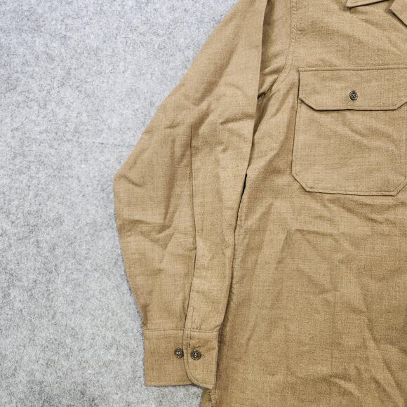 Vintage US Army Wool Shirt Mens 15.5 34 Khaki Button Front Military Uniform 50s - Picture 3 of 16